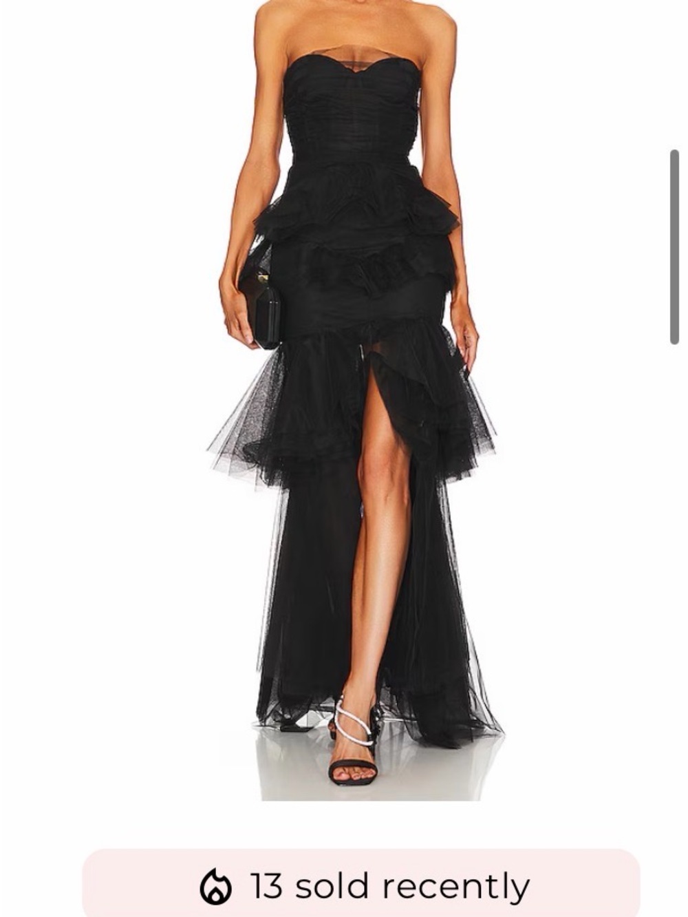 REVOLVE Strapless Black Ruffle High-Low Maxi Dress
